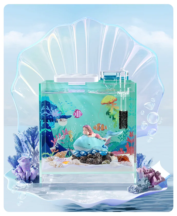 Marine style desktop small fish tank